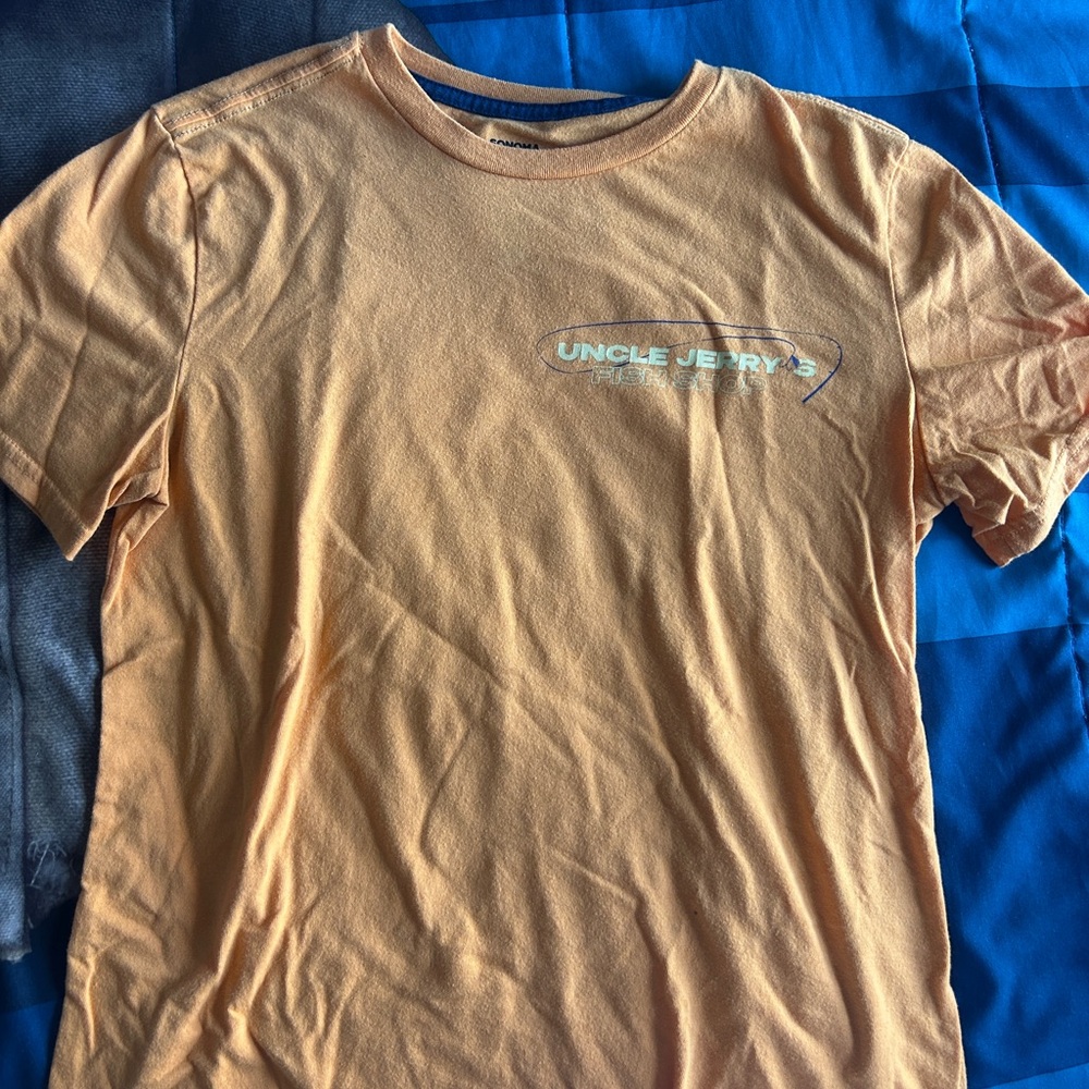 Boys Sonoma uncle Jerry’s fishing orange shirt